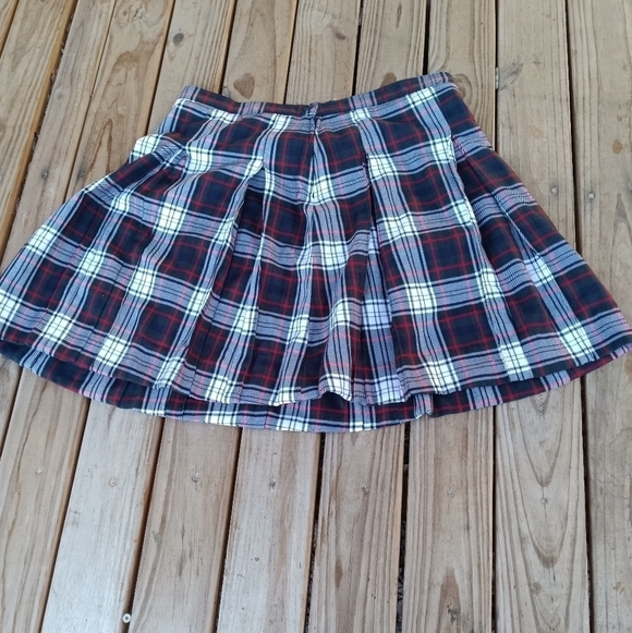 Women's Lands" End Pleated Plaid Mini Skirt Size 6 Preppy Dark Academia Tweed - Picture 2 of 2